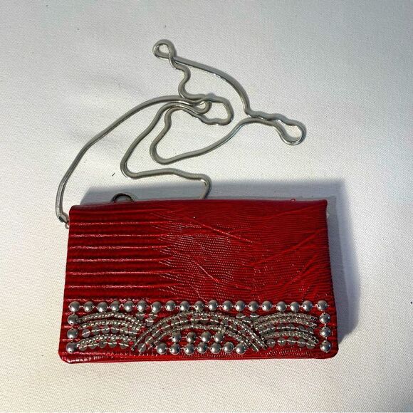 White House Black Market Red Snake With Stud Details Crossbody Wallet - Picture 1 of 7